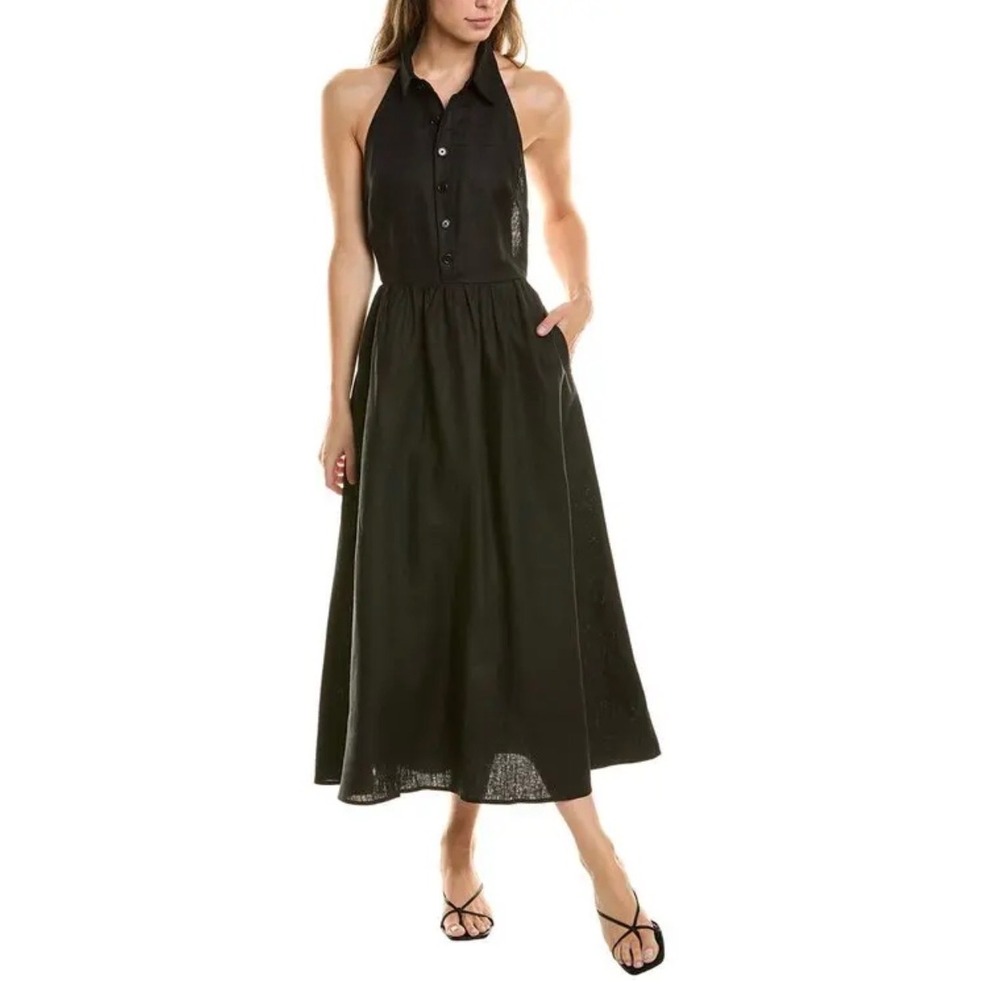 O.P.T  Linen Halter Backless Midi Dress NWT